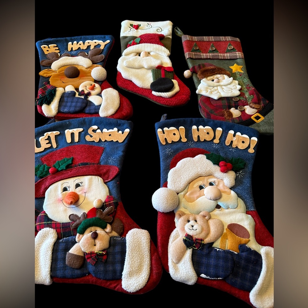 Christmas Stockings Santa Snowman Holiday Seasonal